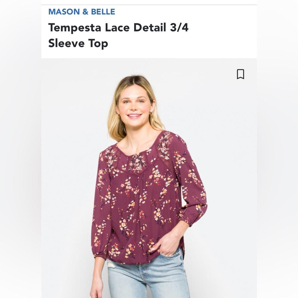 August $8 SALE Mason & Belle stitch fix XXL purple 3/4 length sleeve blouse
